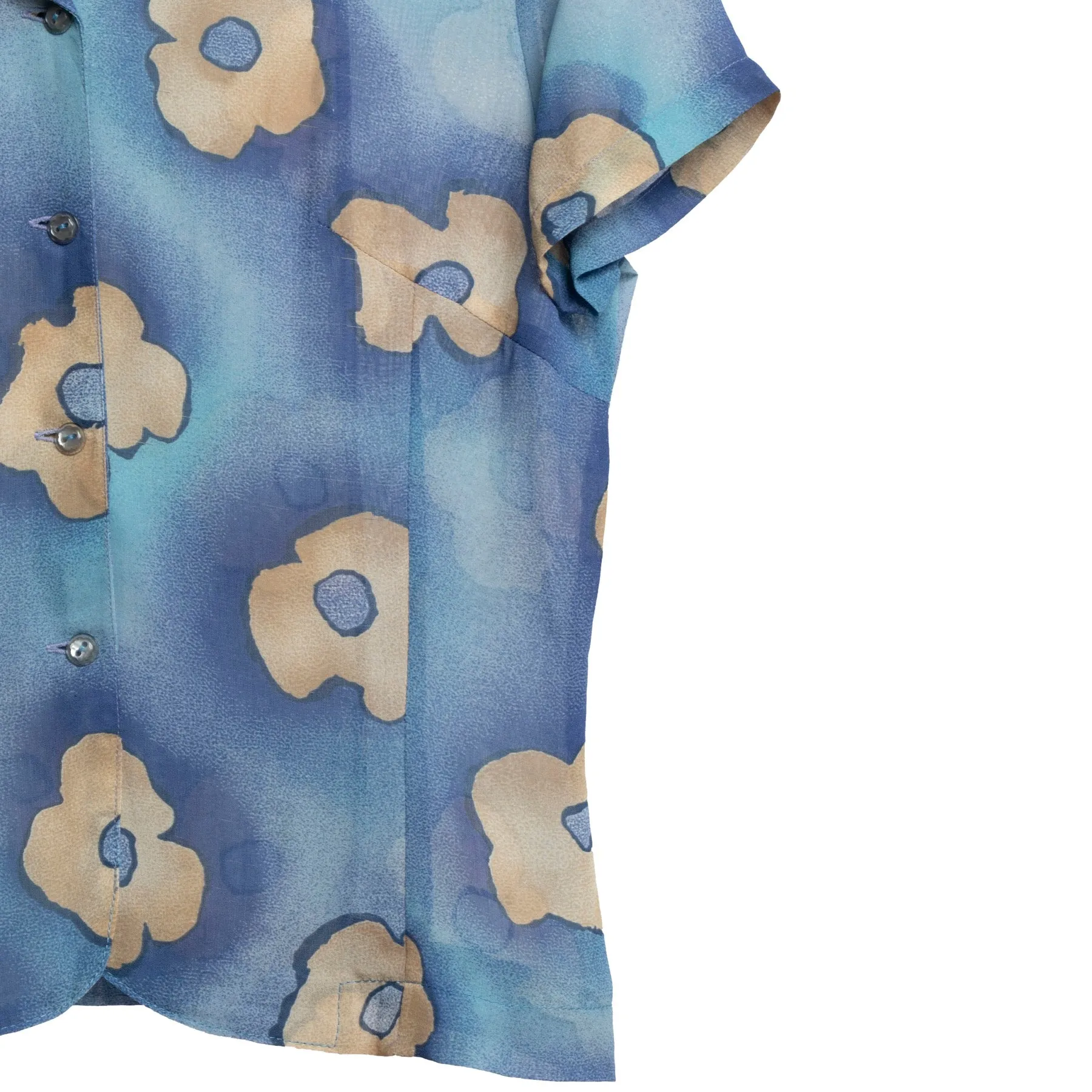 70s Floral Crepe Viscose T Blouse