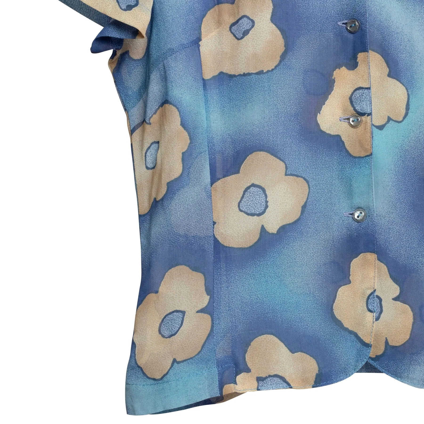 70s Floral Crepe Viscose T Blouse