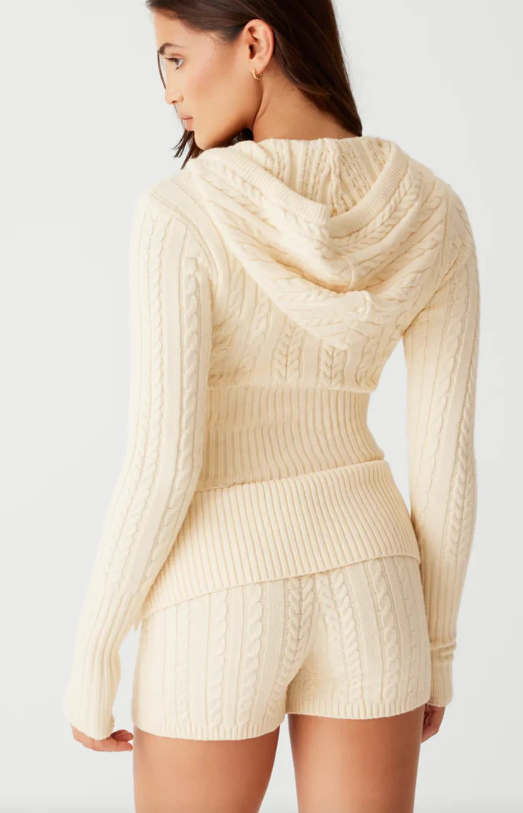 Aimee Cable Cloud Knit Hoodie - French Vanilla
