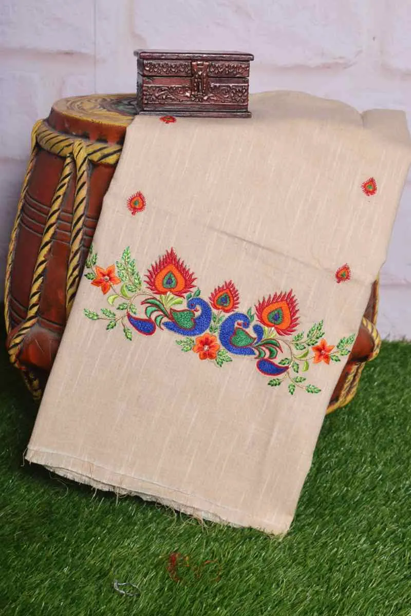 Beige Cotton Blouse with Embroidery