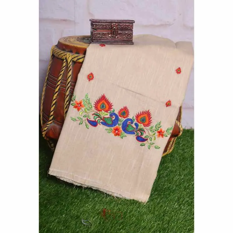 Beige Cotton Blouse with Embroidery