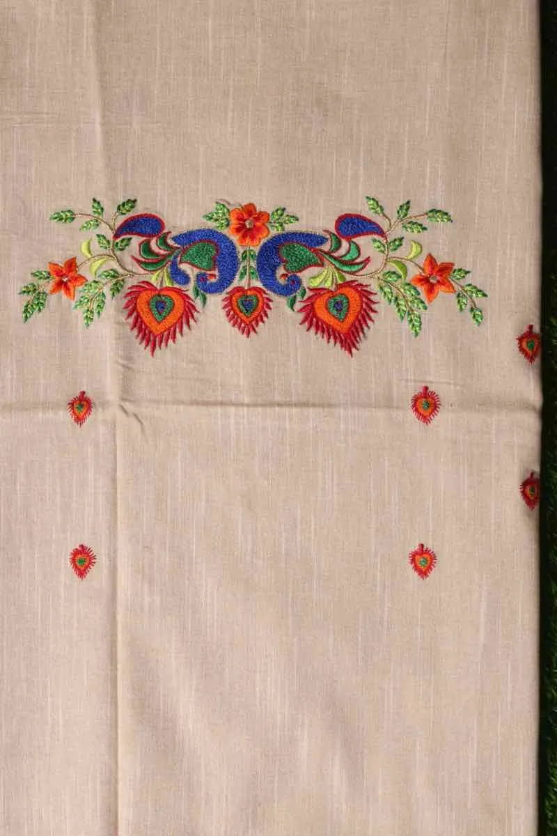 Beige Cotton Blouse with Embroidery