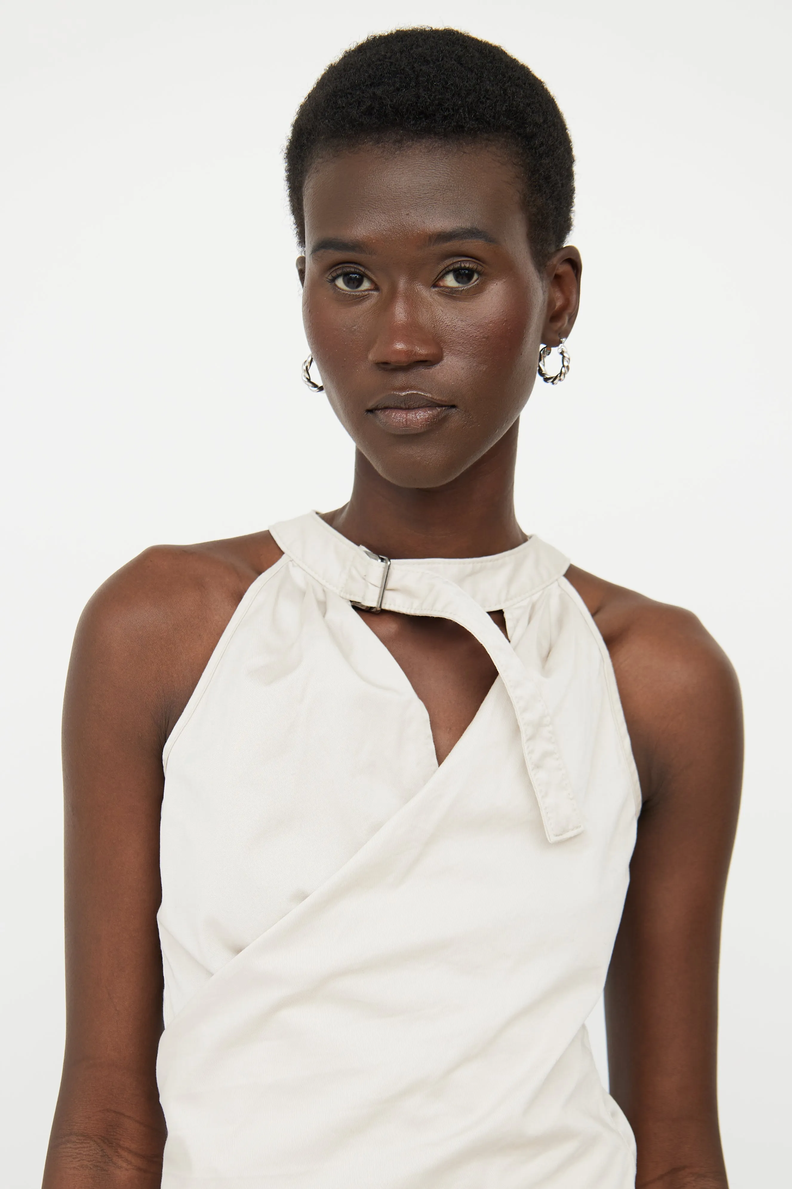Beige Halter Wrap Top
