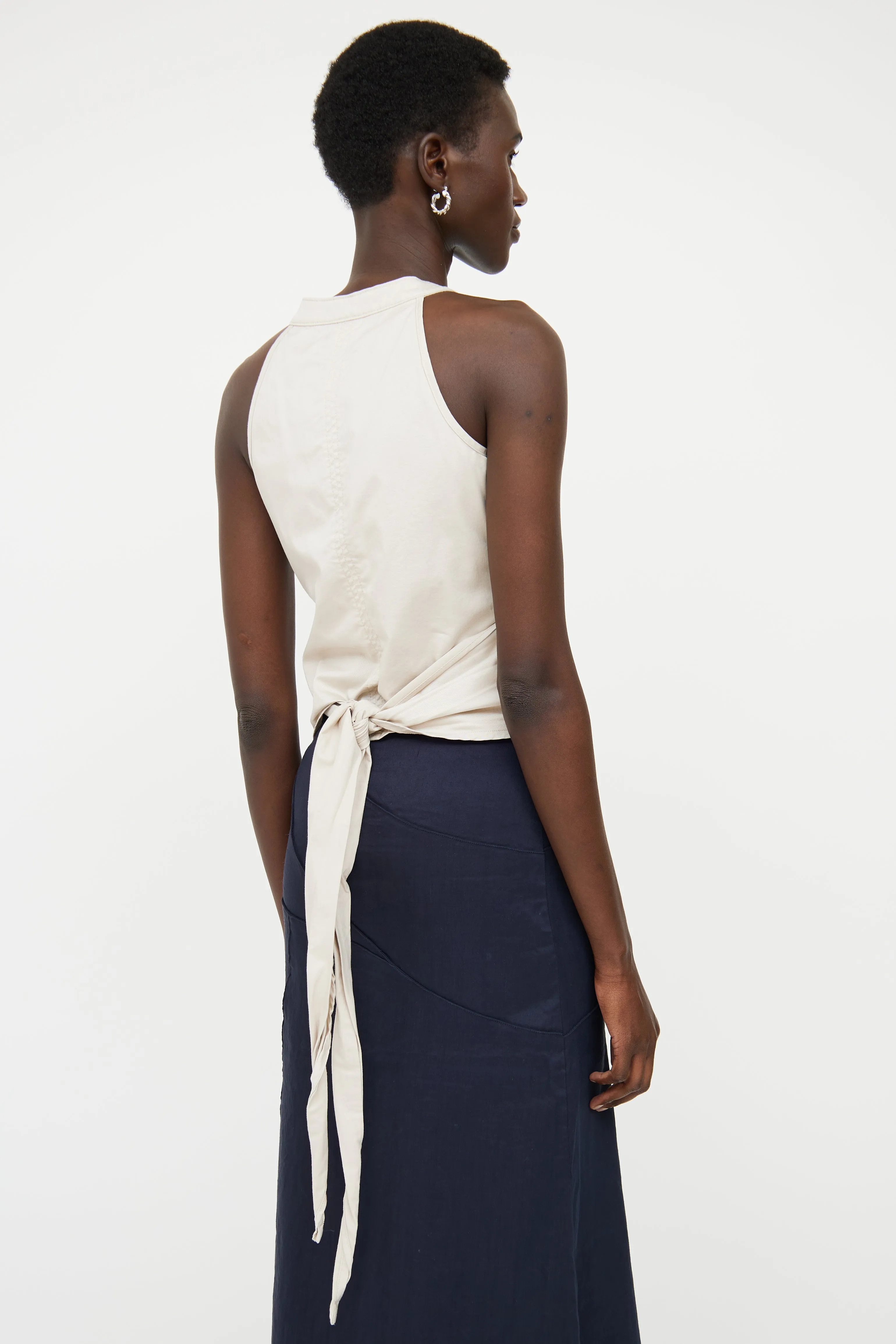 Beige Halter Wrap Top