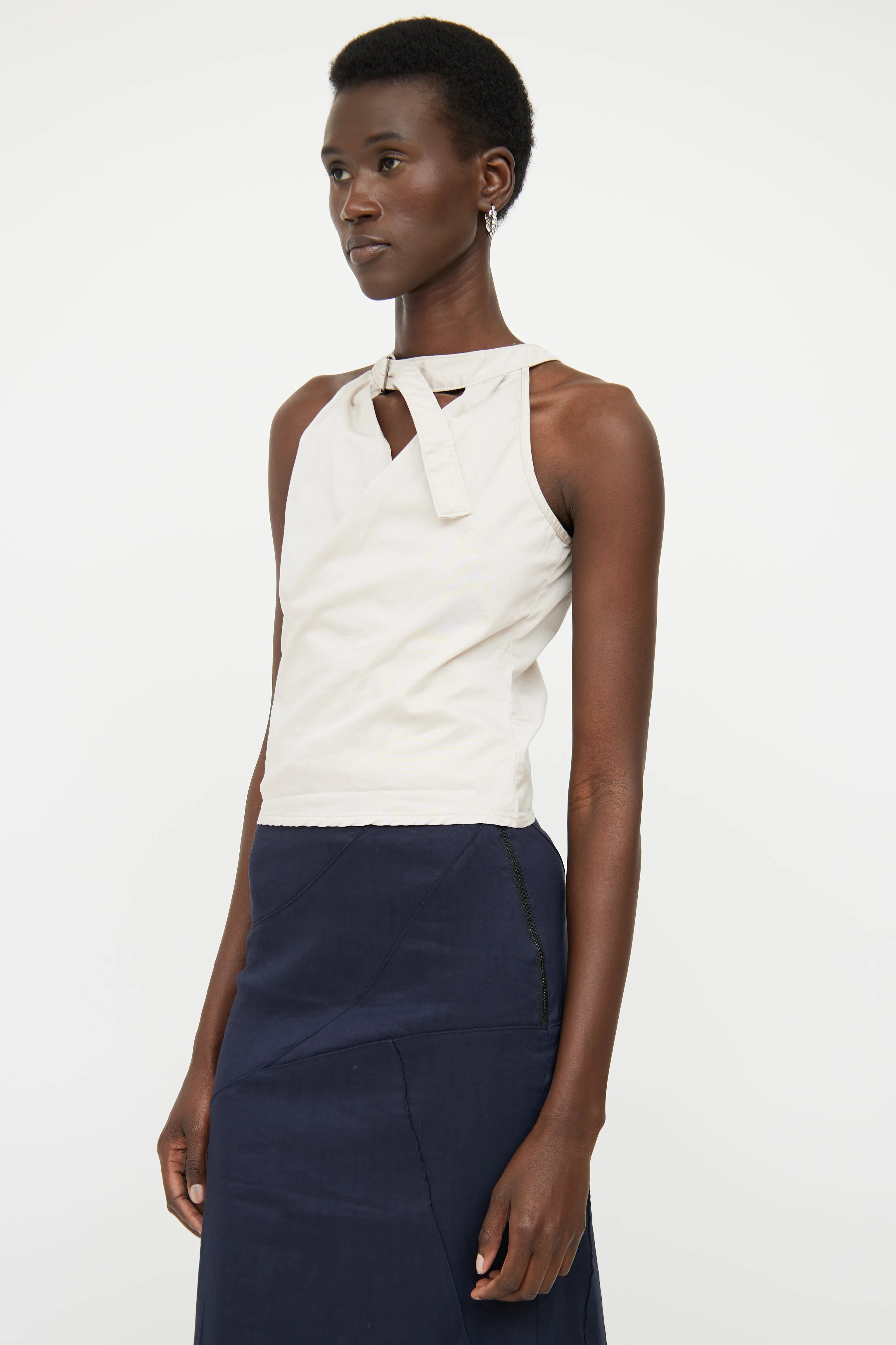 Beige Halter Wrap Top