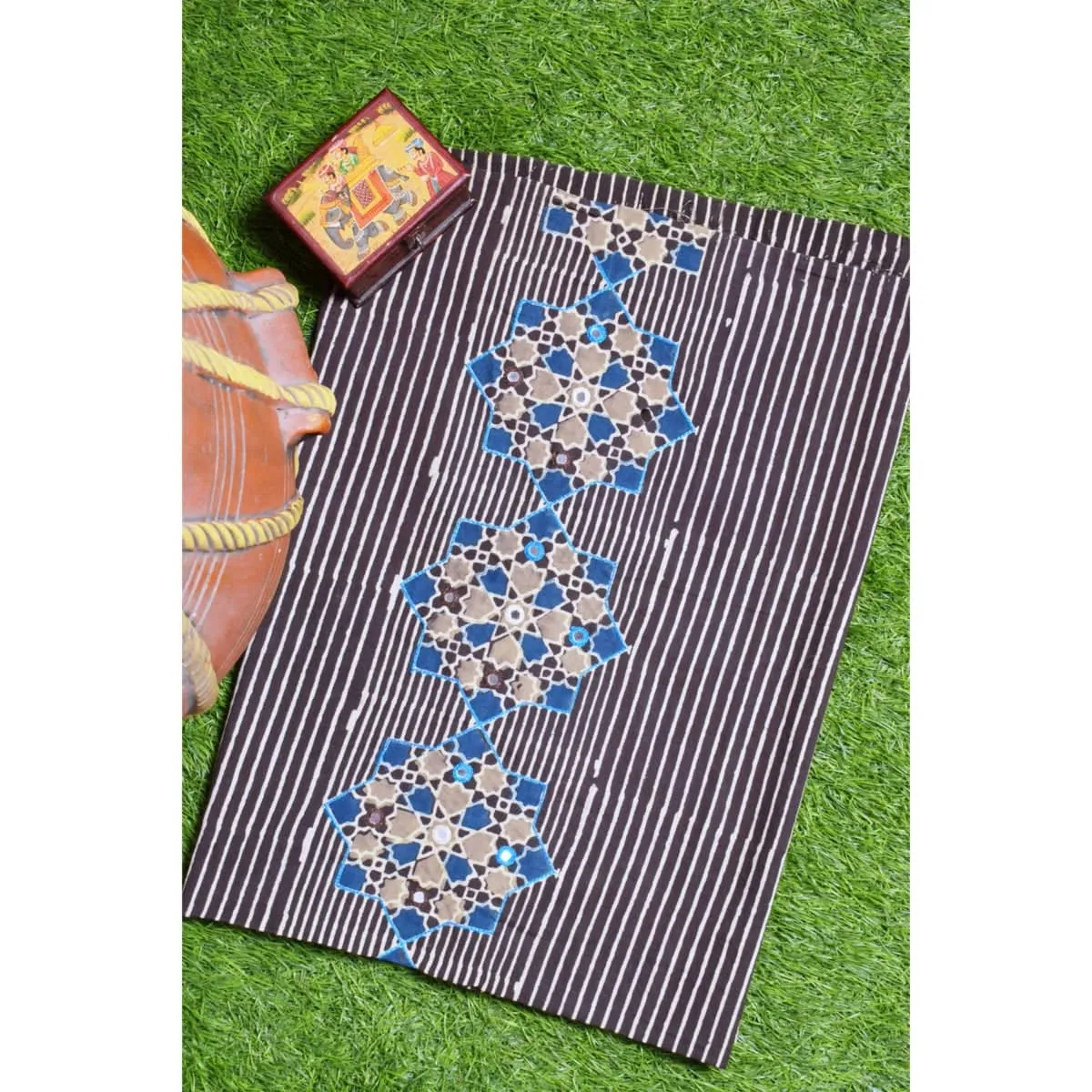 Black Ajrakh Blouse with Embroidery