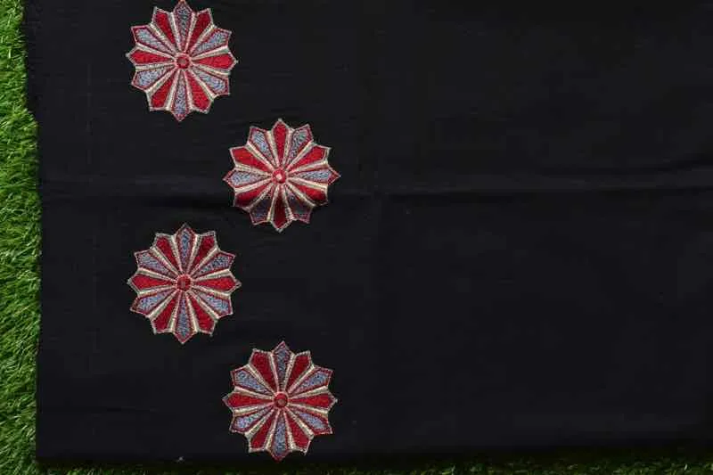 Black Cotton Blouse with Embroidery