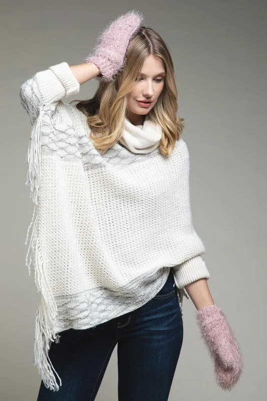 blush fuzzy mittens
