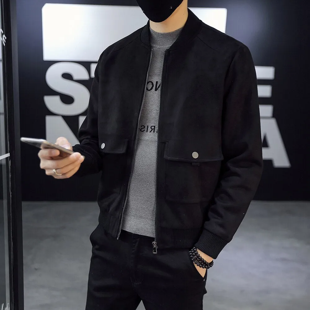 Casual Suede Bomber Jacket