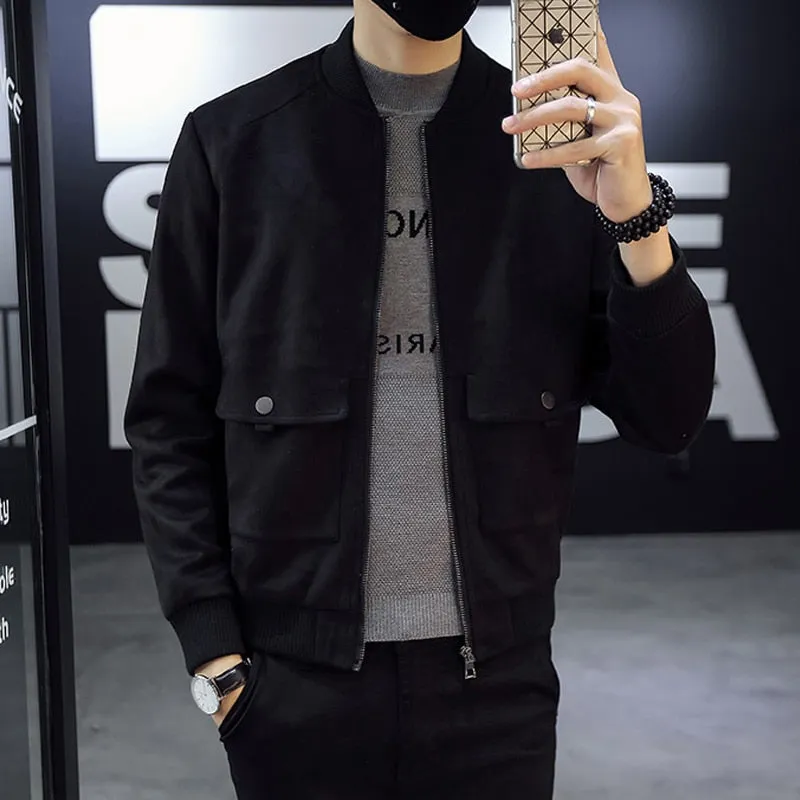 Casual Suede Bomber Jacket