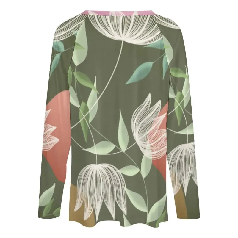 Flower Power Vibes in a Loose Boho Floral Long Sleeve Tee