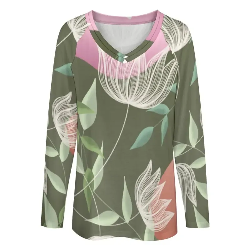 Flower Power Vibes in a Loose Boho Floral Long Sleeve Tee