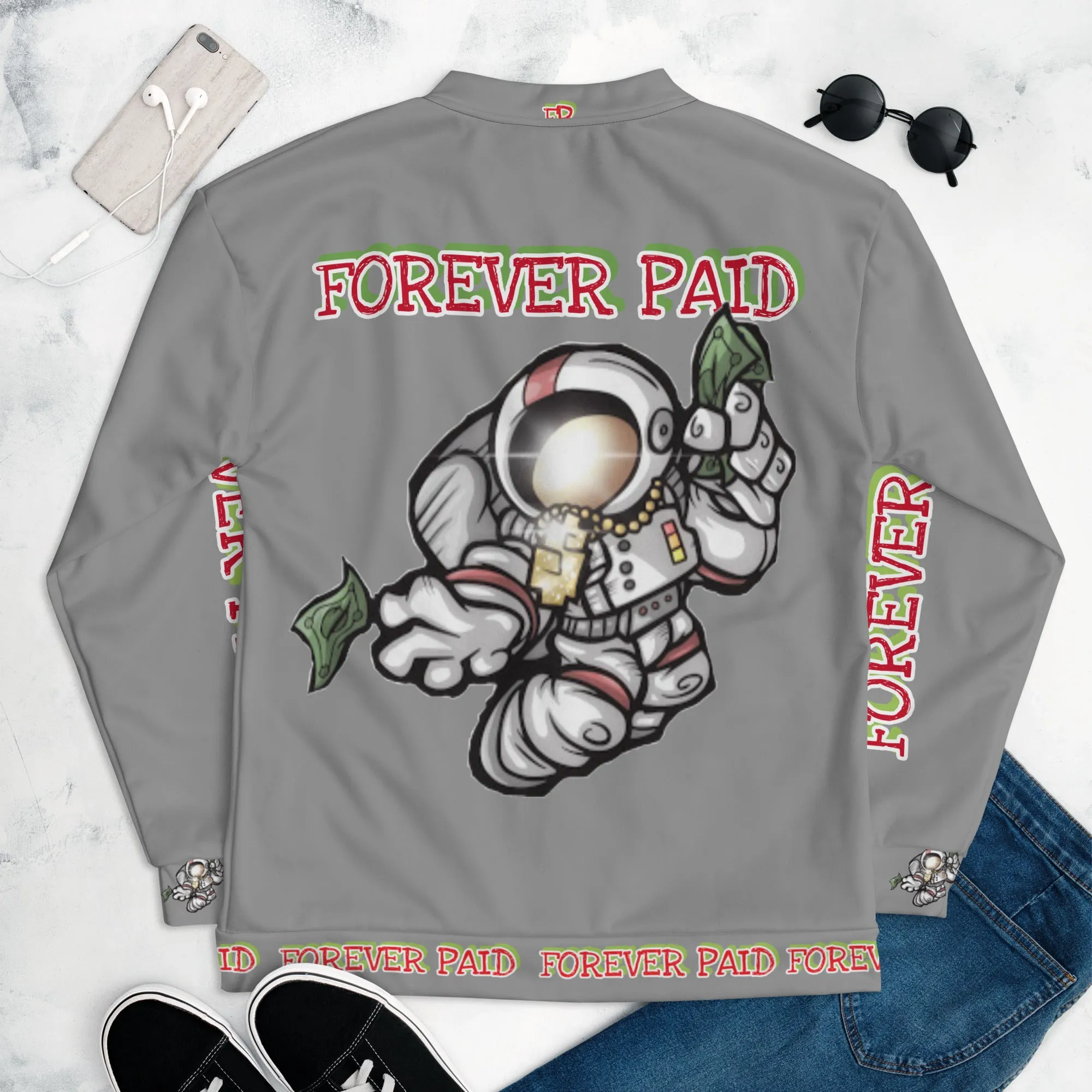 FOREVER PAID GREY Unisex Bomber Jacket