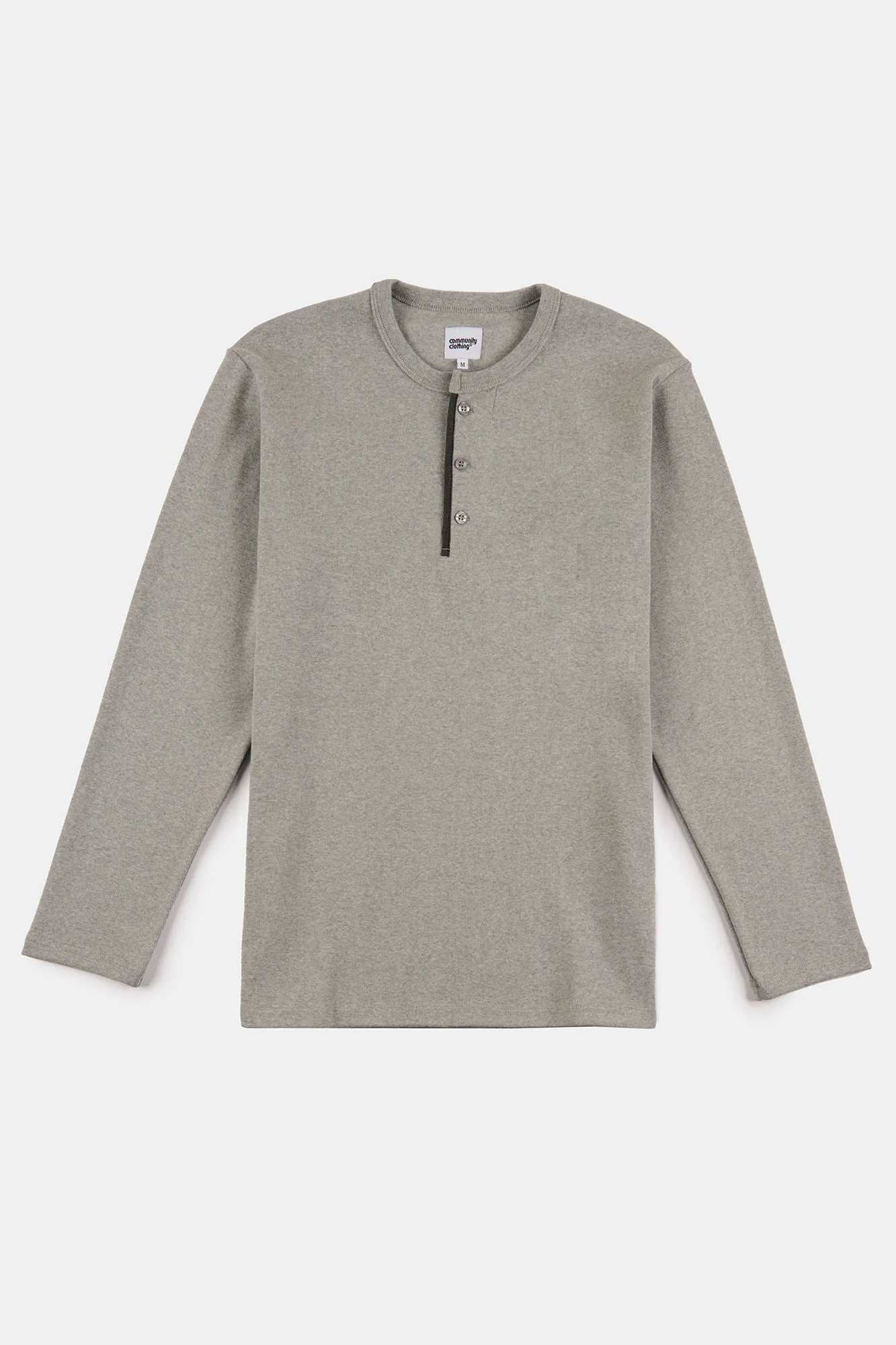 Men's Long Sleeve Henley Top - Grey Marl