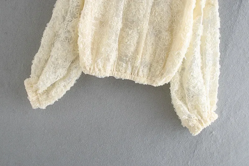 ORGANZA LACE CROPPED BLOUSE