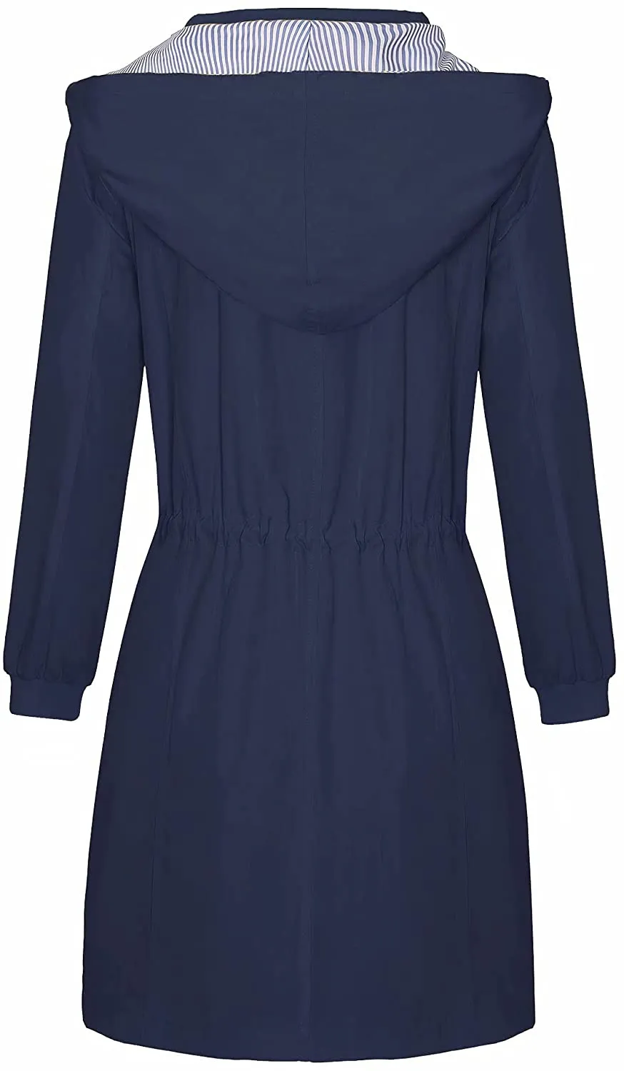 Windbreaker Navy Blue Lightweight  Waterproof Hooded Trench Coats